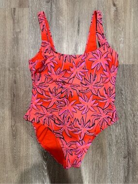 Mynah Aruba Sky Coral-Pink Palm Print One-Piece Swimsuit
